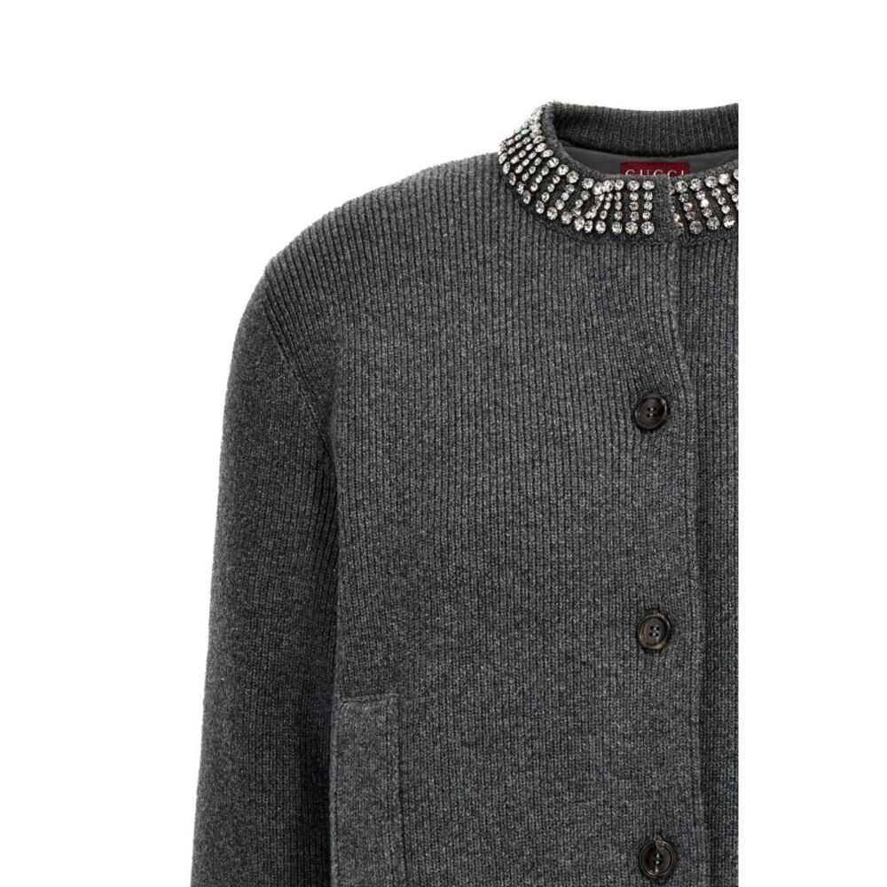 Gucci Women Padded Cardigan With Jewel Collar - Picture 3 of 4